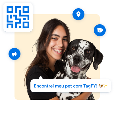 Mulher segurando seu pet que foi encontrado com TagFY