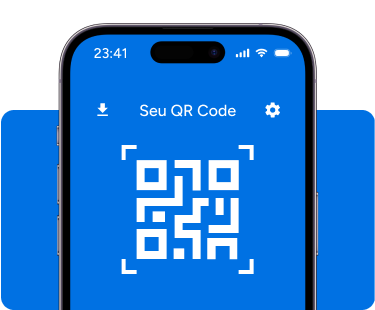 Um celular exibindo na tela um QR Code